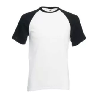   Fruit of the Loom F76 környakas baseball póló, VALUEWEIGHT SHORT SLEEVE BASEBALL T, White/Black - L
