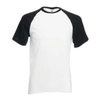   Fruit of the Loom F76 környakas baseball póló, VALUEWEIGHT SHORT SLEEVE BASEBALL T, White/Black - 2XL