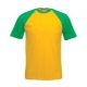 Fruit of the Loom F76 környakas baseball póló, VALUEWEIGHT SHORT SLEEVE BASEBALL T, Sunflower/Kelly Green - M