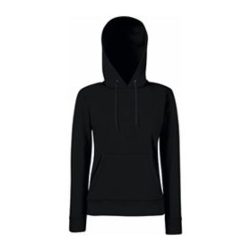   Fruit of the Loom F81 kapucnis Női pulóver, LADY-FIT HOODED SWEAT, Black - S