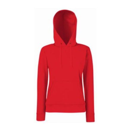 Fruit of the Loom F81 kapucnis Női pulóver, LADY-FIT HOODED SWEAT, Red - XS