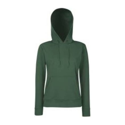 Fruit of the Loom F81 kapucnis Női pulóver, LADY-FIT HOODED SWEAT, Bottle Green - 2XL