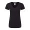 Rövid ujjú V-nyakú Női pamut póló, Fruit of the Loom FN71, Black-S