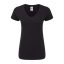 Rövid ujjú V-nyakú Női pamut póló, Fruit of the Loom FN71, Black-S