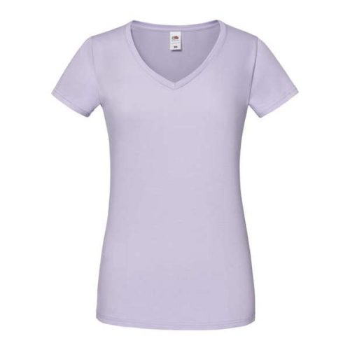 Rövid ujjú V-nyakú Női pamut póló, Fruit of the Loom FN71, Soft Lawender-2XL