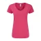 Rövid ujjú V-nyakú Női pamut póló, Fruit of the Loom FN71, Fuchsia-L