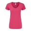 Rövid ujjú V-nyakú Női pamut póló, Fruit of the Loom FN71, Fuchsia-XL