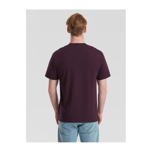Organikus pamutfonalból készült férfi rövid ujjú póló, Fruit of the Loom FN79, Dark Plum-S