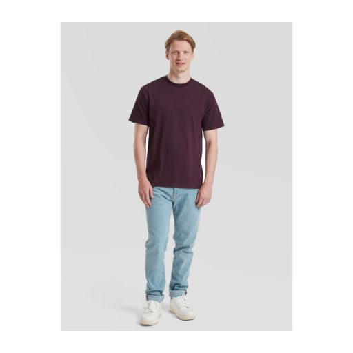 Organikus pamutfonalból készült férfi rövid ujjú póló, Fruit of the Loom FN79, Dark Plum-M