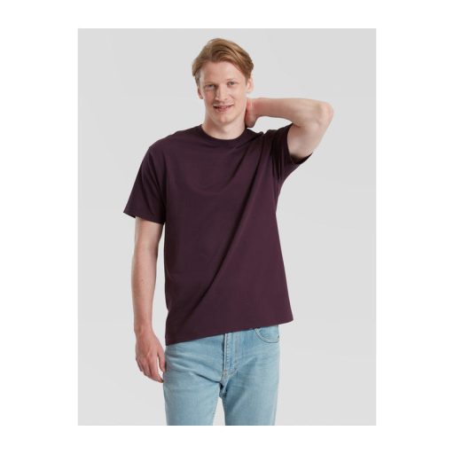Organikus pamutfonalból készült férfi rövid ujjú póló, Fruit of the Loom FN79, Dark Plum-2XL