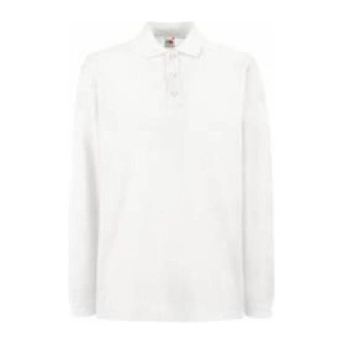 Fruit of the Loom FU24 hosszú ujjú galléros piké póló, PREMIUM LONG SLEEVE POLO, White - 3XL