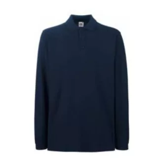   Fruit of the Loom FU24 hosszú ujjú galléros piké póló, PREMIUM LONG SLEEVE POLO, Deep Navy - 2XL