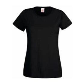  Fruit of the Loom FU78 Női környakas póló, LADY-FIT VALUEWEIGHT T, Black - M