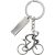 Biciklis alakú, nikkelezett fém kulcstartó, ezüst
