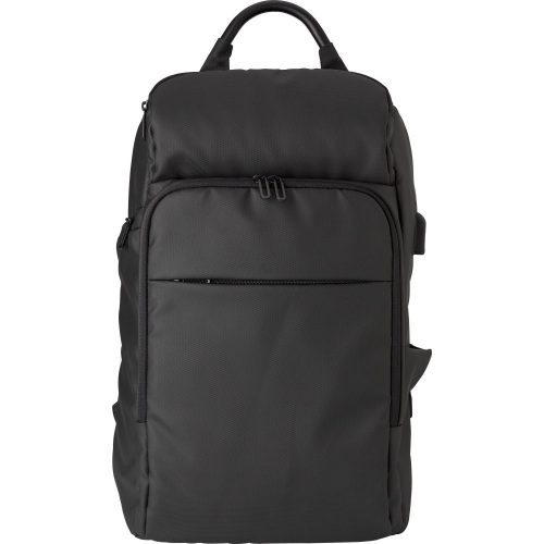 Hátizsák párnázott laptop rekesszel, 600D, fekete