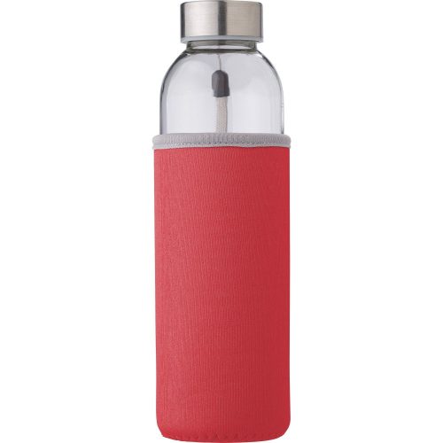 Üvegpalack neoprén tokban, 500 ml, piros
