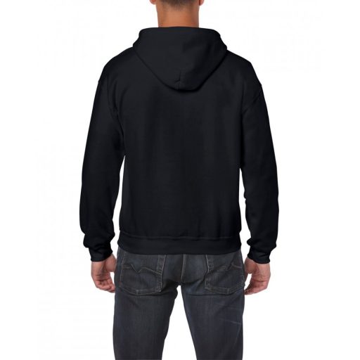 Cipzáras kenguru zsebes kapucnis pulóver, Gildan GI18600, Black-S