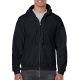 Cipzáras kenguru zsebes kapucnis pulóver, Gildan GI18600, Black-XL-R