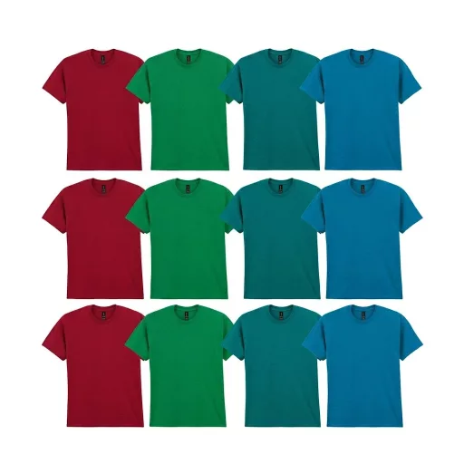 4X3 db-os, antikolt színű pólócsomag Gildan kereknyakú póló, antikolt cherry red,-irish green,-jade dome,-sapphire