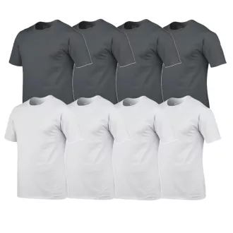  8 db-os csomagban Gildan kereknyakú pamut póló, charcoal-fehér-XL