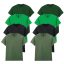8 db-os, 4 színes csomagban Gildan kereknyakú pamut póló, Forest Green, Irish Green, Black, Military Green-3XL