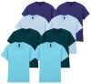 8 db-os, 4 színes csomagban Gildan kereknyakú pamut póló, Cobalt, Light Blue, Midnight, Sky-S