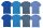8 db-os, 4 színes csomagban Gildan kereknyakú pamut póló, Carolina Blue, Royal, Indigo Blue, Sapphire-S