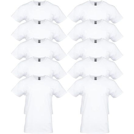 10 db-os csomagban Gildan kereknyakú pamut póló, fehér-2XL