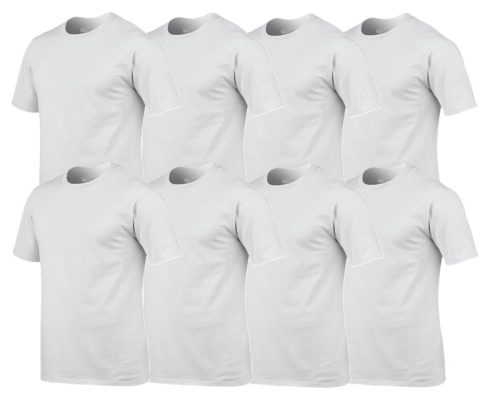 8 db-os csomagban Gildan kereknyakú pamut póló, fehér-4XL