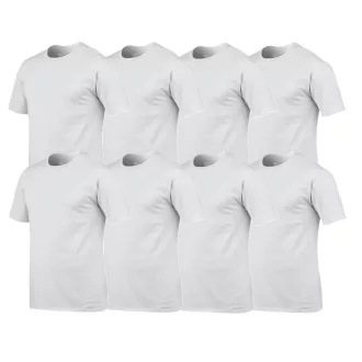8 db-os csomagban Gildan kereknyakú pamut póló, fehér-S