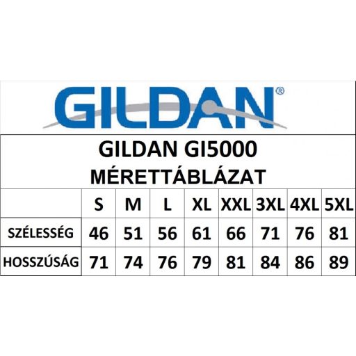 Mérettáblázat rövid ujjú klasszikus szabású környakas póló