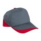 Valento FORT, tépőzáras 5 paneles baseballsapka, Cement Grey-Lotto Red-Adult