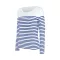 Női hosszú ujjú, csíkos pamut póló, Kariban KA386, Striped White/Navy-S