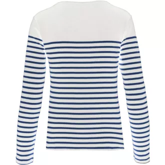   Női hosszú ujjú, csíkos pamut póló, Kariban KA386, Striped White/Navy-S