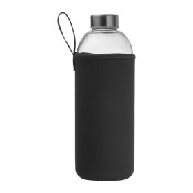 Üveg ivópalack neoprén tokban, 1000 ml, Fekete