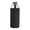 Üveg ivópalack neoprén tokban, 1000 ml, Fekete