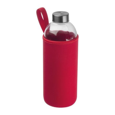 Üveg ivópalack neoprén tokban, 1000 ml, Piros