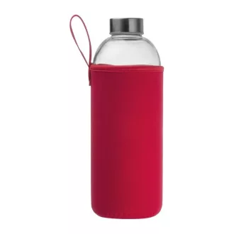 Üveg ivópalack neoprén tokban, 1000 ml, Piros