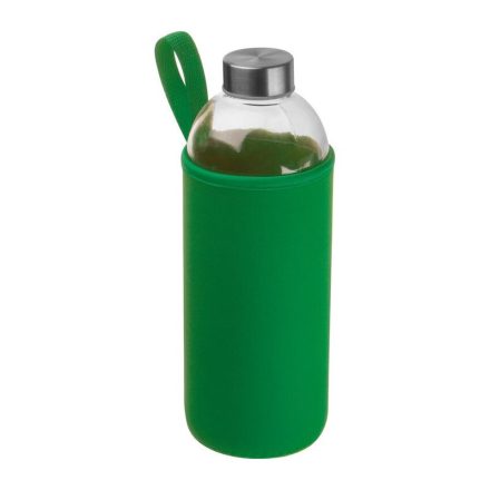 Üveg ivópalack neoprén tokban, 1000 ml, Zöld