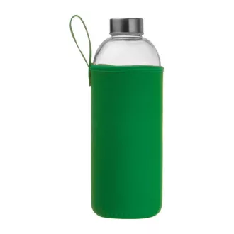 Üveg ivópalack neoprén tokban, 1000 ml, Zöld
