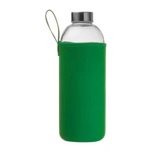 Üveg ivópalack neoprén tokban, 1000 ml, Zöld