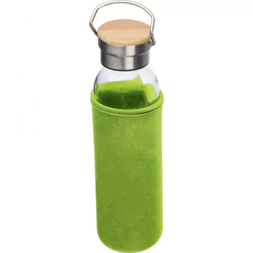 Üveg ivópalack neoprén tokban, Világos Zöld