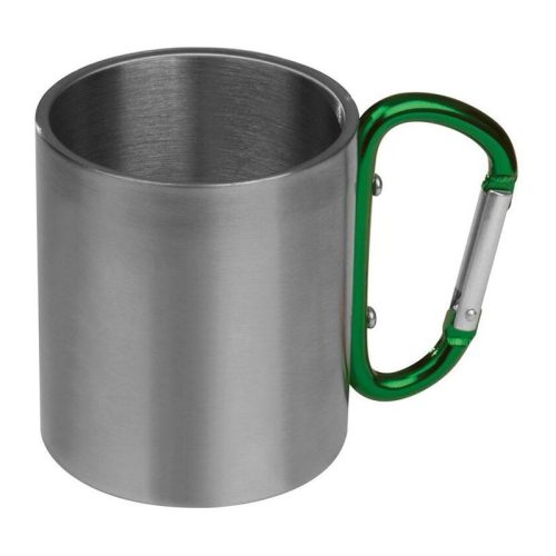 Fém bögre karabinerrel, 200 ml, zöld