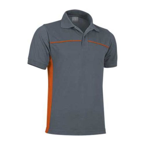Valento THUNDER, kétszínű unisex galléros piké póló, Cement Grey-Party Orange-S
