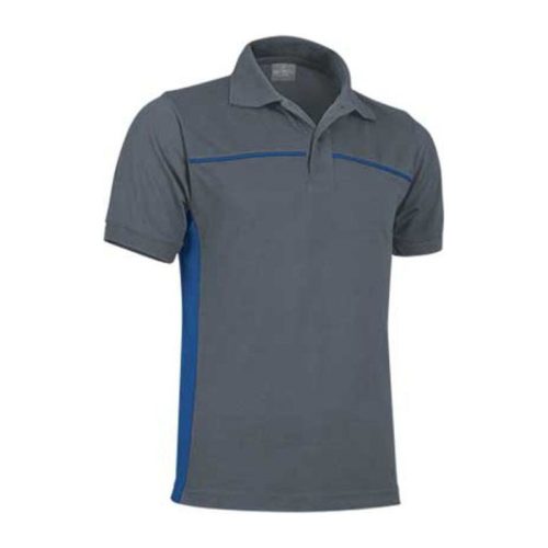 Valento THUNDER, kétszínű unisex galléros piké póló, Cement Grey-Royal Blue-2XL