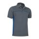 Valento THUNDER, kétszínű unisex galléros piké póló, Cement Grey-Royal Blue-3XL