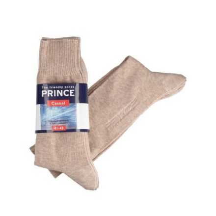 PRINCE gumi nélküli zokni 3 páras csomagban, bézs 35-37