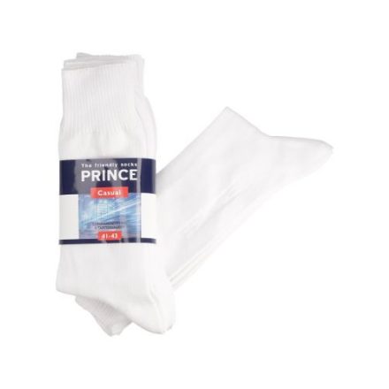 PRINCE gumi nélküli zokni 3 páras csomagban, fehér 41-43