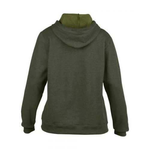 Női cipzáras kapucnis pulóver, Gildan GIL18700, Moss -L