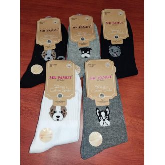   Mr.Pamut KUTYÁS pamut NŐI bokazokni, 5 páras csomagban, 38-41